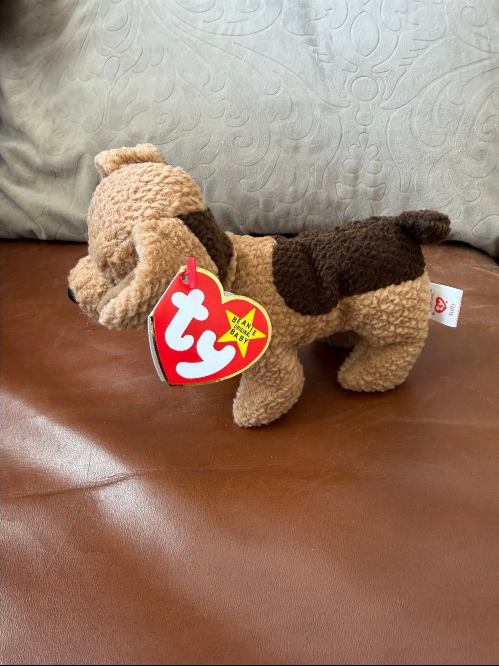 Ty NWT Beanie Baby Plush Brown Dachshund Dog - Soft Tan & Dark Brown